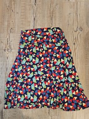 Lularoe Skirt Azure Geometric MCM Print Purple Red Orange Green Ivory Sz: L